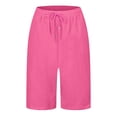 thumbnail image 5 of Glisme Casual Pants For Women Fashion Solid Large Pocket Elastic Capris Pants Red Trousers Regular Fit, 5 of 6