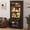 a02-Black, variant on Negylim 71” Tall Lighted Coffee Bar Cabinet, Farmhouse Pantry Storage Hutch with Built-in LED Strip Lights, 3 Open Display Shelves, 2 Pull-Out Drawers & Closed Storage Cupboard, Black