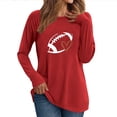 thumbnail image 2 of Fznquz Red Oversized Tshirts for Women Game Day Long Sleeve Casual Tops Tunic Football Graphic Sunday Funday Women Tops XXL, 2 of 6