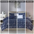 thumbnail image 2 of Intelligent Design Raina Comforter Microfiber Metallic Print Geometric Design Embroidered Toss Pillow Modern Trendy Casual All Season Bedding Set Matching Sham, Full/Queen, Navy/Silver 5 Piece, 2 of 2