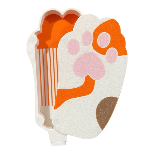 Bandeja de almacenamiento con forma de gato para materiales de pintura; organizador con estampado naranja; plato con compartimentos para materiales de arte; soporte portátil