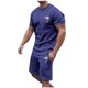 thumbnail image 1 of Conjunto de Sudadores de Hombres Impresión Casual Deportes de Manga Corta Cuello Redondo, Traje de Deporte de 2 Piezas con Pantalones de Corredores de Cintura Elástica, 1 of 4