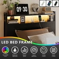 thumbnail image 6 of Zimtown Twin Bed Frame with 2-Tier Storage Headboard, Metal Platform Bed Frame with 4 Storage Drawers, Built in Charging Station & LED, Black, 6 of 10