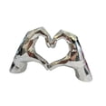 thumbnail image 4 of Escultura de mano de corazón con dedos de amor, coleccionable, regalo de cumpleaños, recuerdos de fiesta, resina Plateado, 4 of 9