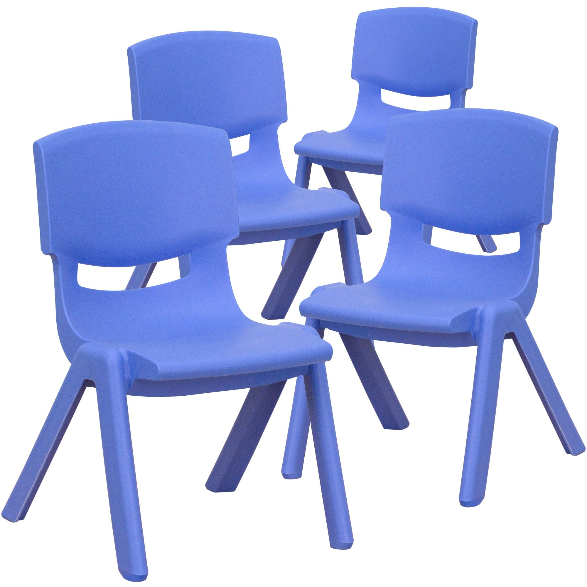Set of 4 Persian Blue Solid Stackable School Chairs 20"