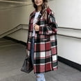 thumbnail image 6 of Floleo Women's Plaid Long Coat Open Front Lapel Collar Casual Winter Warm Outerwear with Pockets Button Down Full Length Jacket, 6 of 9
