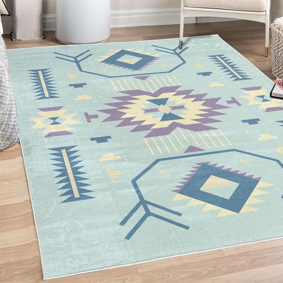 Southwestern Decorative Rug, Ethnic Illustration of a Zigzags Design Triangular Iconic Art Motifs, Quality Carpet for Bedroom Dorm and Living Room, 6 Sizes, Pale Eggplant, by Ambesonne