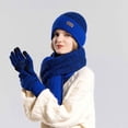 thumbnail image 2 of UJNDER Slouchy Hat Winter Knitted Hat Scarf and Glove Sets Ideal for Both Men and Women Blue, 2 of 5