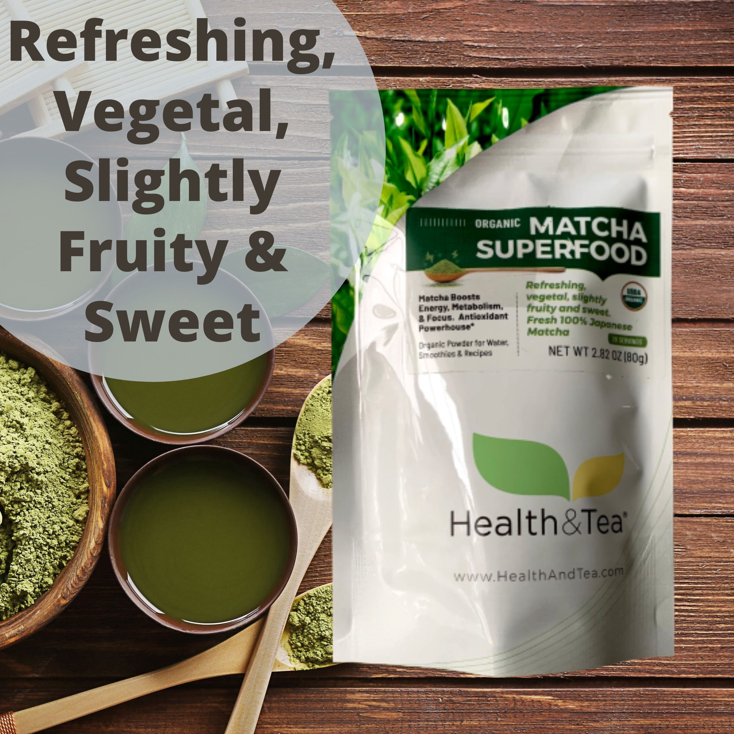 Health&Tea Matcha Superfood, Organic, Japan Premium Matcha, 80 Servings, 2.8oz