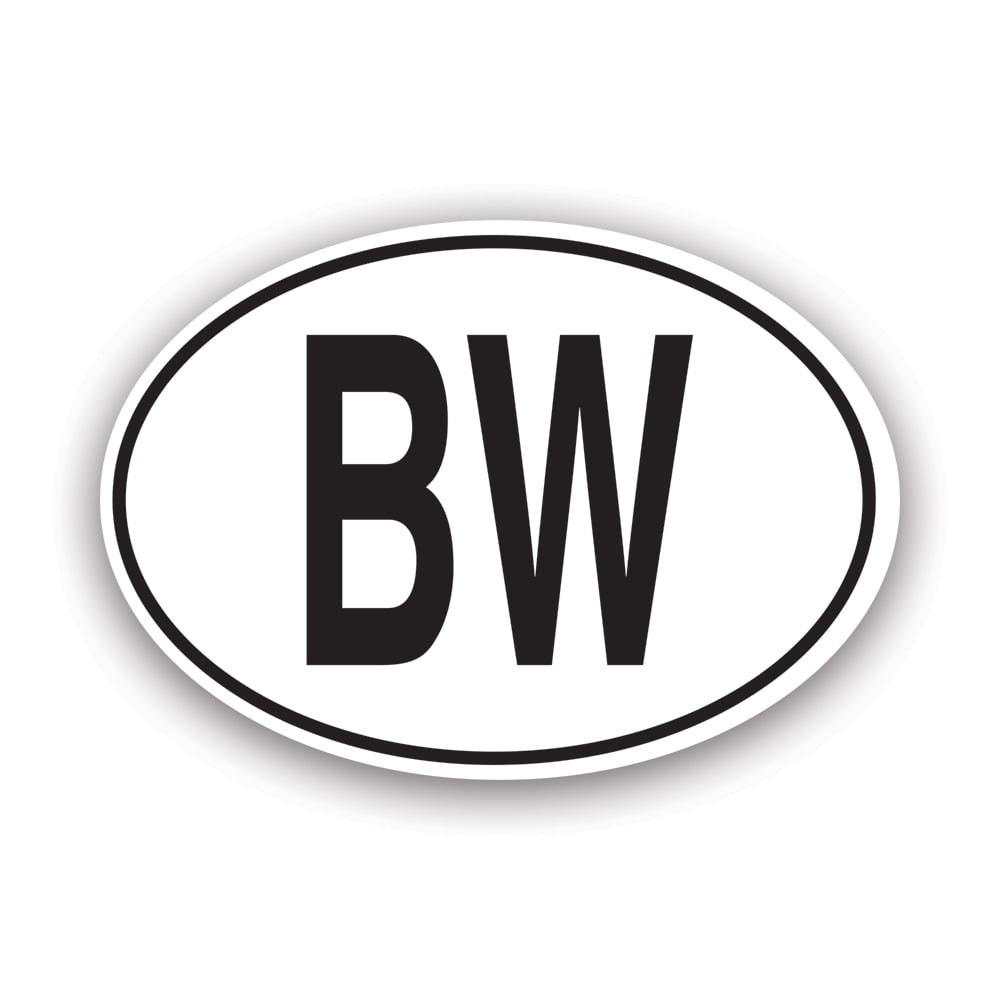 BW Botswana Country Code Oval Sticker Decal Self Adhesive Vinyl Weatherproof Made in USA