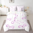 thumbnail image 2 of jejeloiu Cartoon Cute Bowknot 7pcs Bedding Comforter Set,Kawaii Bow Bowtie Queen Bedding Sets,Pink White Queen Sheet Sets For Girls,Ultra Soft Home Decor Reversible, 2 of 8