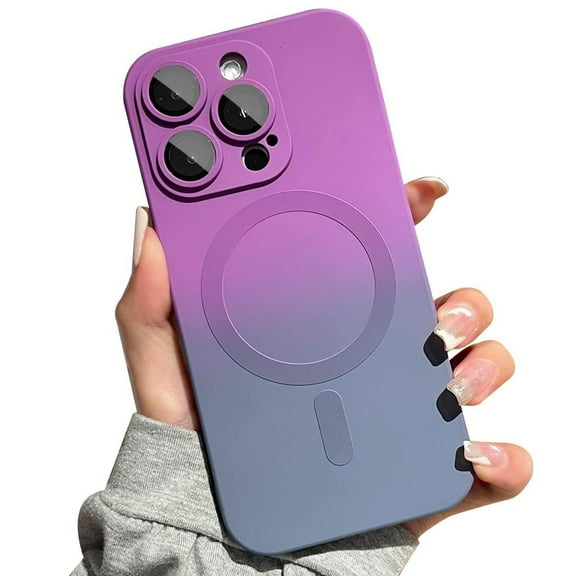 Decase for iPhone 12 Pro Max Case Compatible with Magnetic,Stylish Cute Gradient Bi-Color Case for Women Men, Soft TPU Shockproof Slim Cover with Camera Lens Protector,Purple Gray