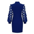thumbnail image 4 of UPPADA Robe de Soirée Formelle Grande Taille pour Femmes Manches Longues Col Rond Robe de Cocktail Paillettes Élégante Robes de Soirée Moulante Extensible Midi Robes Éclaircissantes Offres, 4 of 6