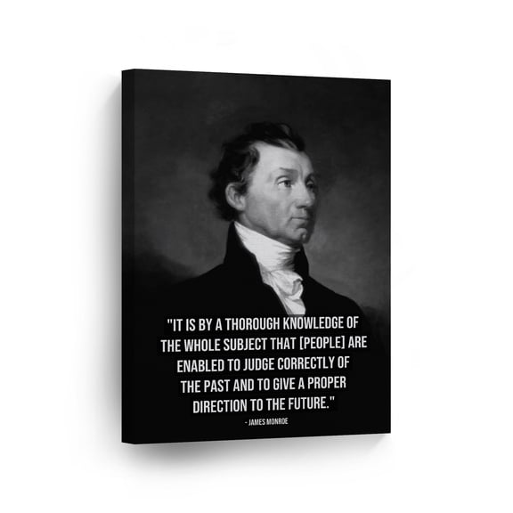 Smile Art Design 5th President of The United States of America James Monroe Portrait Motivational Quote Inspirational Canvas Wall Art Print American History Office Library Living Room Home Decor 12x8