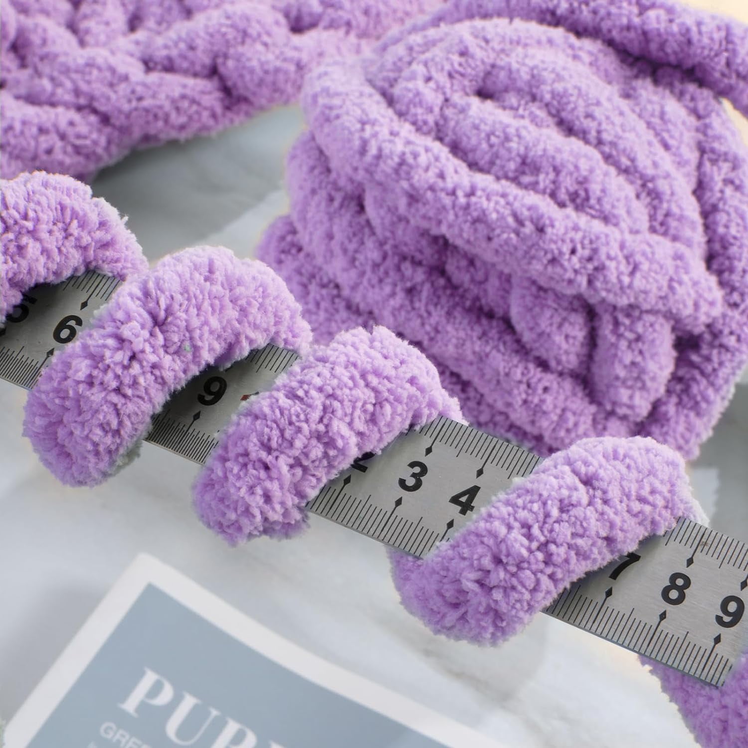 Purple Chunky Chenille Yarn for Crocheting, Bulky Thick Fluffy Yarn for Knitting,Super Bulky Chunky Yarn for Hand Knitting Blanket, Soft Plush Yarn, 2 Jumbo Pack (27 yds,8 oz Each Skein)