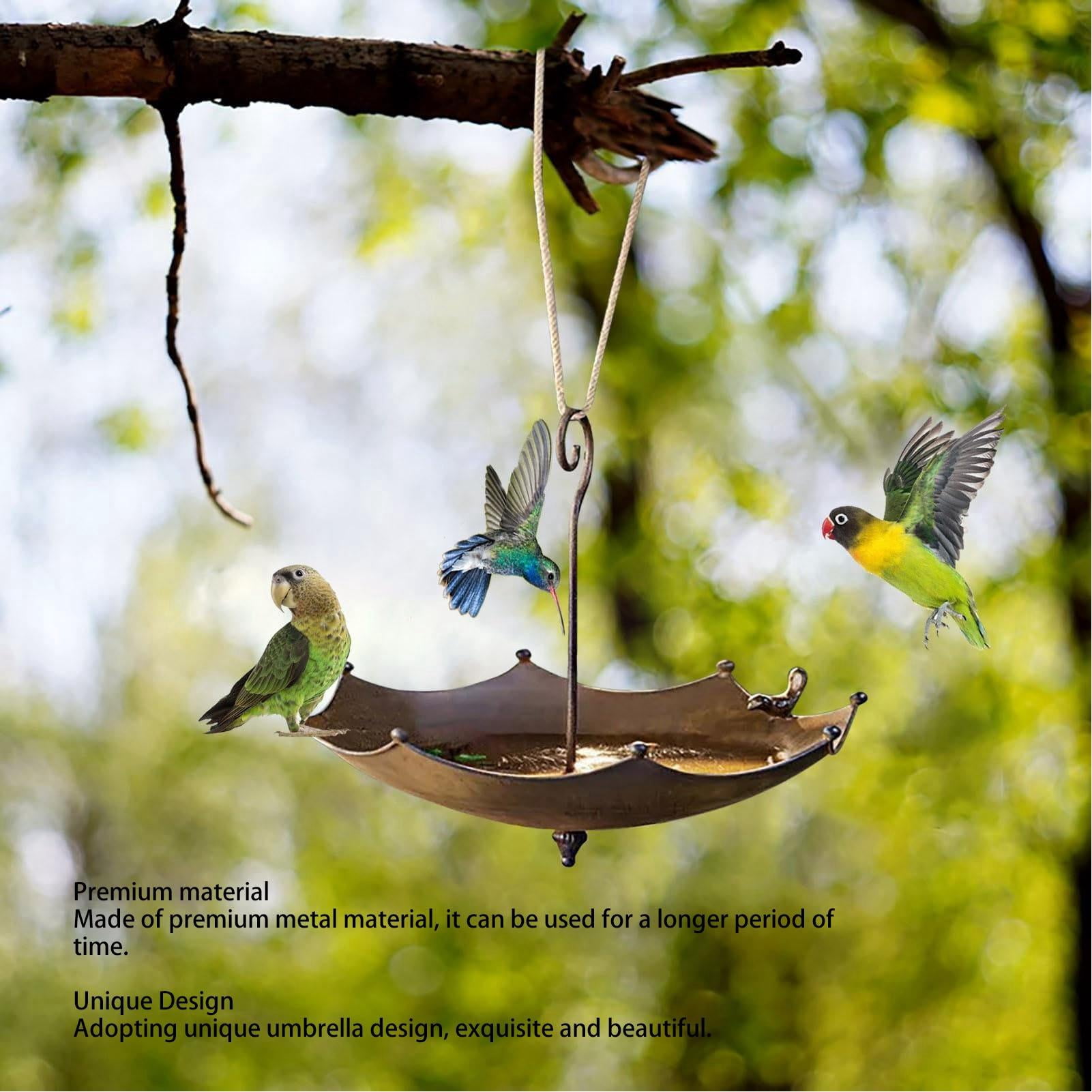 Yajisi Metal Iron Umbrella Bird Feeder, Hanging Wild Bird Feeding Station for Yard & Garden (24x23x10cm)