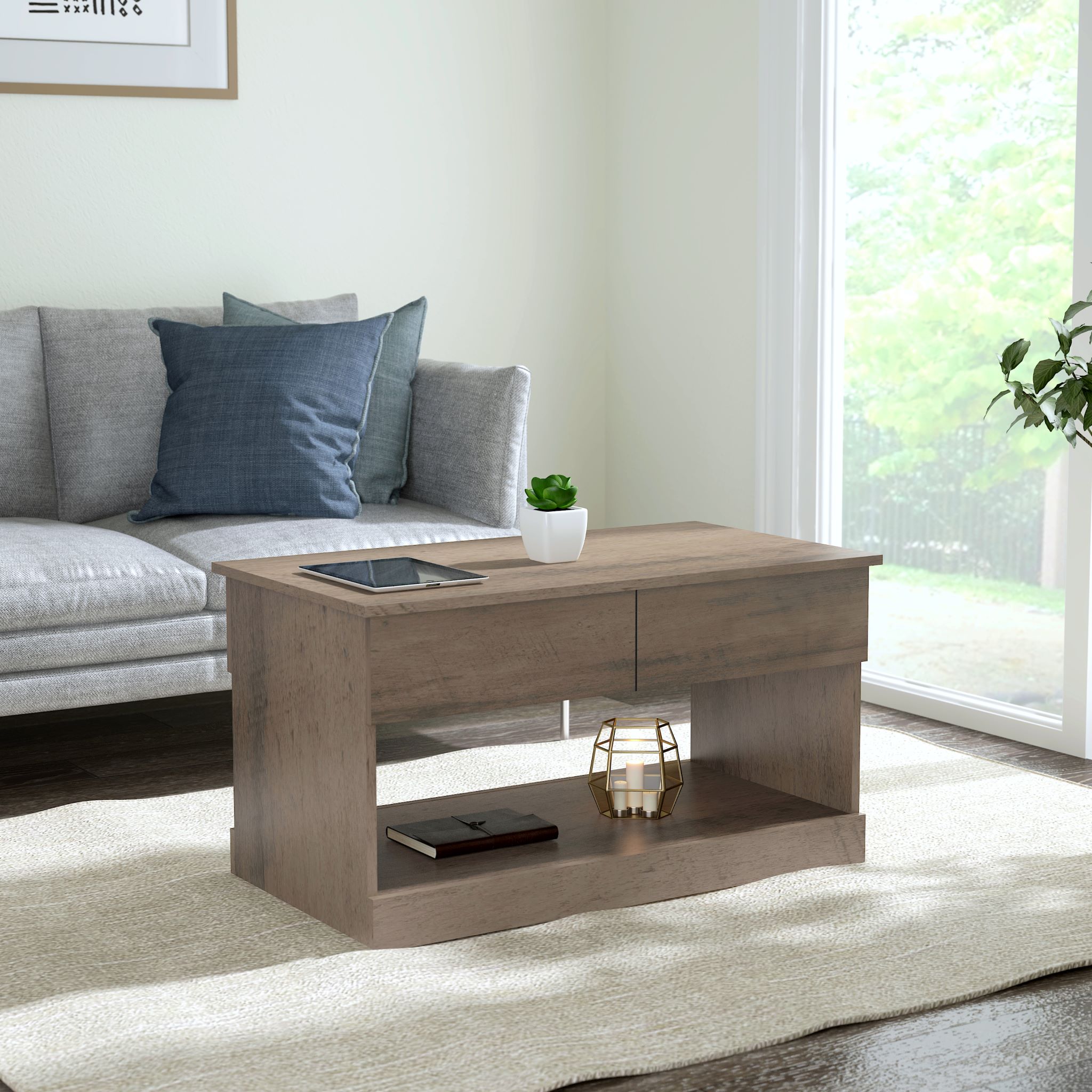 Brindle Rectangular Lift Top Coffee Table, Gray Oak, by Hillsdale Living Essentials - image 2 of 22