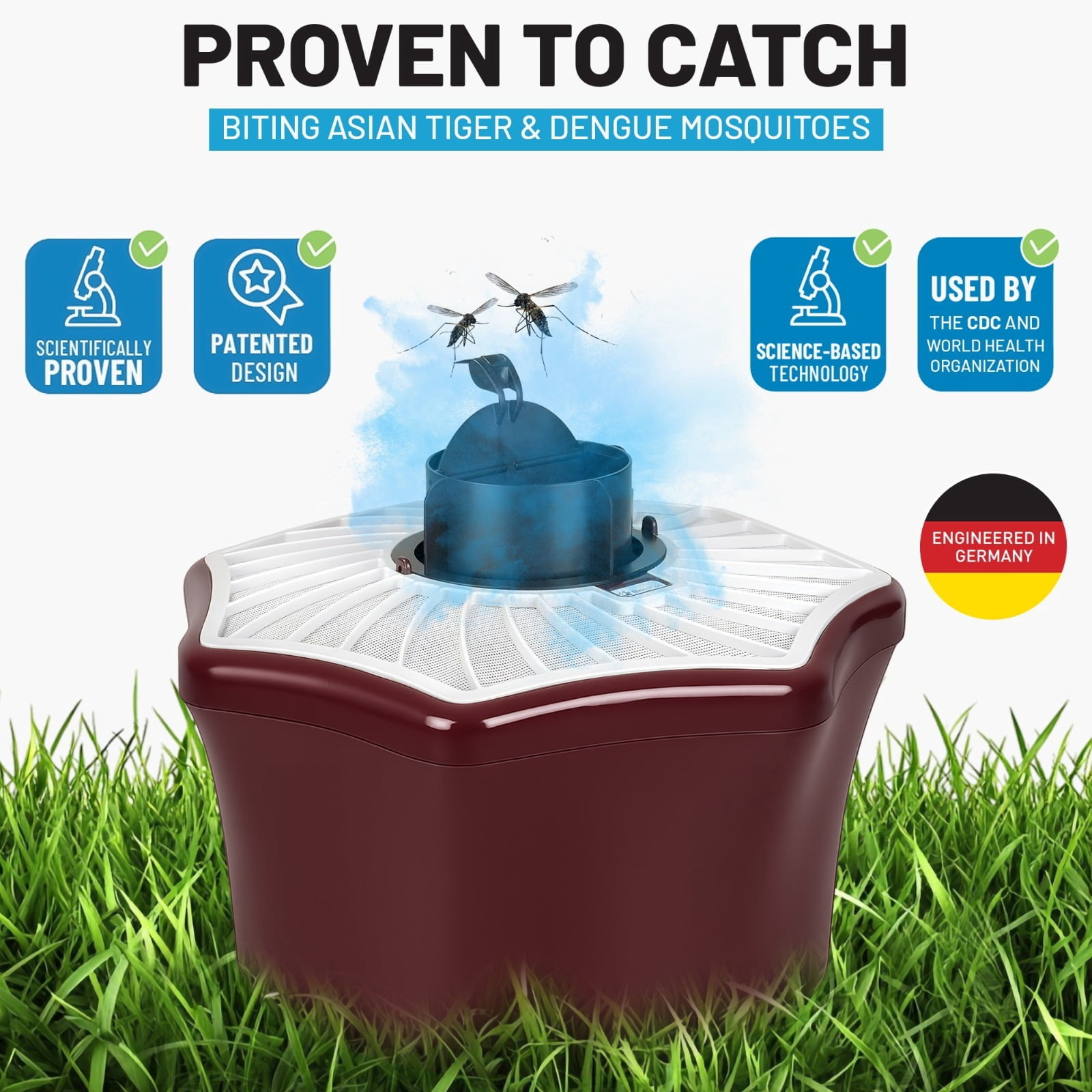 Biogents Mosquitaire Outdoor Mosquito Trap with Attractant, Effective Against Asian Tiger Mosquitoes and Dengue