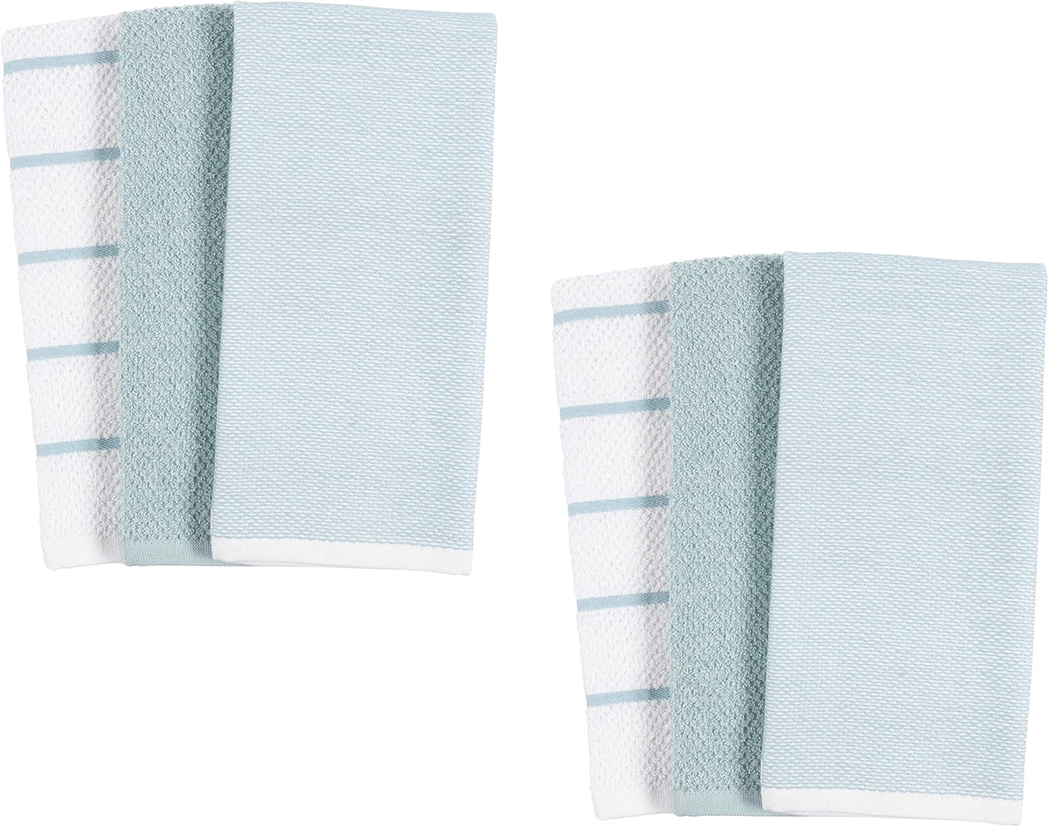 KAF Home Ayesha Curry Cotton Kitchen Towels Set, Absorbent Dish Towels, 18” x 28”, Aqua, 6 Pack