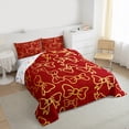 thumbnail image 3 of Homewish Cute Bowknot Bowtie Queen Comforter Set,Kawaii Bow Bedding Sets,Red Gold Bedding Comforter Set For Kids,Microfiber Bedroom Decor Reversible,3-Piece, 3 of 8