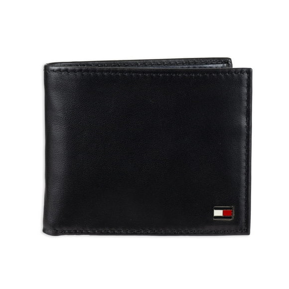 Cartera de cuero plegable negra Tommy Hilfiger para hombre