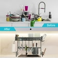 thumbnail image 3 of Over Sink Stainless Steel Dish Drying Rack, Adjustable Multifunctional Dish Drainer for Kitchen Storage Countertop Organization, 25.6-35.5in, 3 of 6
