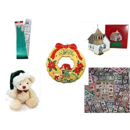 Christmas Fun Gift Bundle [5 Piece] - Myco's Best Pull Bows Set of 10 - The Sarah Plain And Tall Collection The Country Church Hallmark 1994 - Season's Greetings Wood Wreath Wall Plaque 11
