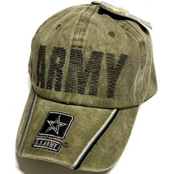 Army Block Letter Stone Washed w/Star on Bill Cap - Green