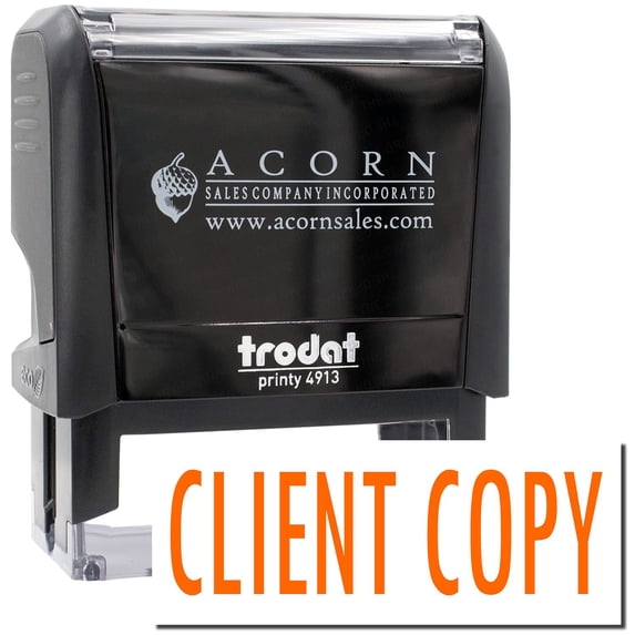 Large Self-Inking Client Copy Stamp, Trodat Printy 4913, Press and Print Stamping, Impression Size 7/8" x 2-1/4", Up to 10,000 Impressions - Orange Ink