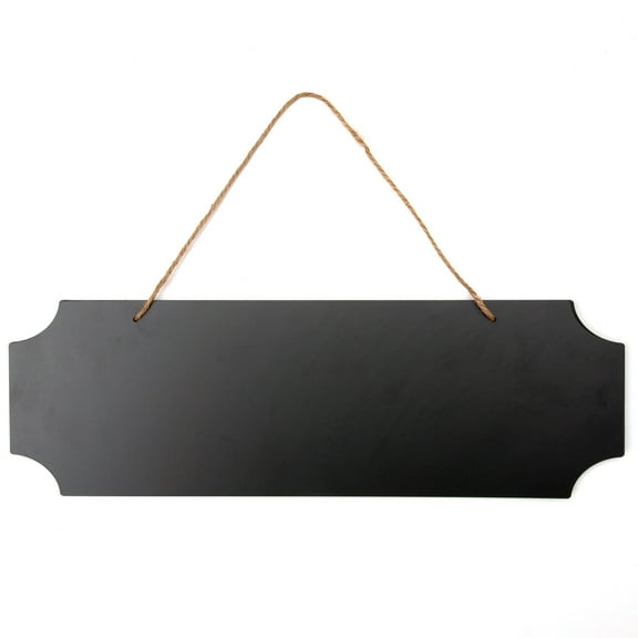 Hello Hobby 15"x5" Notched Erasable Black Chalkboard Sign, MDF Wood with Jute Cord Hanger