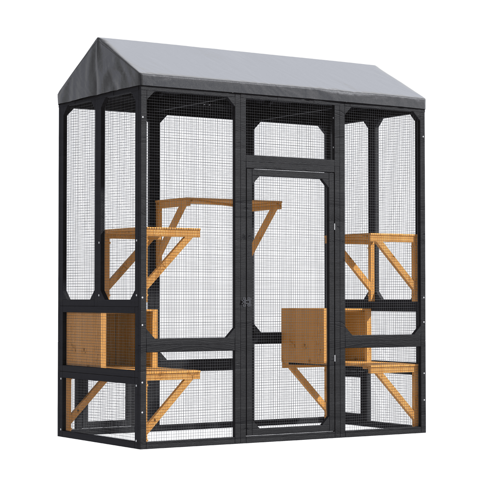 OVEXIR 72” Catio Outdoor Cat Enclosure, Large Cat Catio for Multiple Cats, Outdoor Cats Enclosure with Waterproof Cover, Black & Yellow