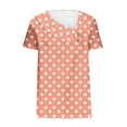 thumbnail image 4 of Blczomt Polka Dot Womens Tops Short Sleeve Cute Shirt Dressy Casual Orange Button V Neck Women Blouses, 4 of 6