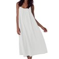thumbnail image 2 of Women Dresses Spaghetti Strap V Neck Casual Sleeveless Sundress YS8131-White L, 2 of 8