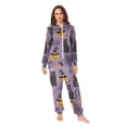 thumbnail image 2 of FORMRS Onesies Pajama for Adults Unisex Hoodie Winter Jumpsuit One Piece Sleepwear, Sizes S-2XL, Purple Halloween Black Cat, 2 of 7