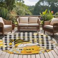 thumbnail image 4 of Round Rugs 5Ft, Yellow Gnomes Round Area Rug Washable Indoor Throw Carpet, Vintage Buffalo Plaid Black Bee Daisy Soft Non Slip Circle Rug for Cabinet Bathroom Home Decor Aesthetic, 4 of 8