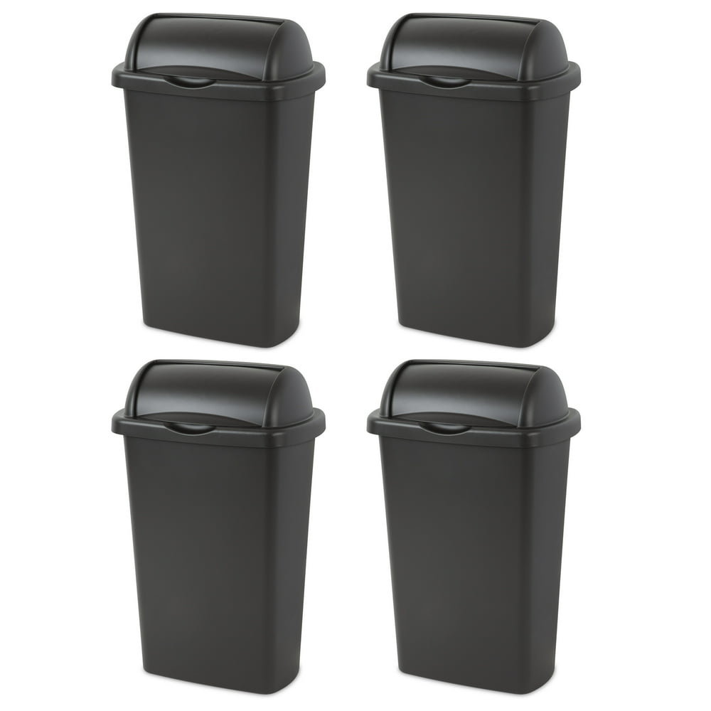 Sterilite Roll Top Wastebasket, Black, 13 Gallon, Set of 4 Walmart