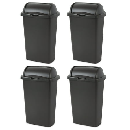 Sterilite, 13 Gal./49 L Roll Top Wastebasket, Black, Case of 4