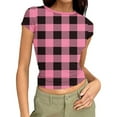 thumbnail image 3 of Vibrex Women's Ribbed Knit Short Sleeve T Shirt Crew Neck Slim Fit Crop Top Casual Solid Color Stretchy Form Fitting Trendy Summer Basic Tees for Daily Wear, 3 of 7