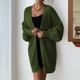 thumbnail image 5 of Baqcunre Womens Jacket Woman Autumn And Winter Solid Color Fashion Knitted Sripe Casual Coat Batwing Sleeve Lohas Time Long Cardigan Womens Coats Womens Fall Fashion 2023 Green M, 5 of 8