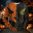 thumbnail image 4 of Fabrcox S-5XL Halloween Men's Shirts Spooky Pumpkin Face Patchwork Crew Neck Sweatshirt for Mens Funny Fall Waffle Big and Tall Pullover XXXL, 4 of 7