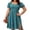 #267-Blue, variant on TaTaai Ladies Fashion Multi Color Round Neck Puff Sleeve Split Hem Boho Short Sleeve Dress Casual Lightweight Comfortable for Daily Summer Wear Gift