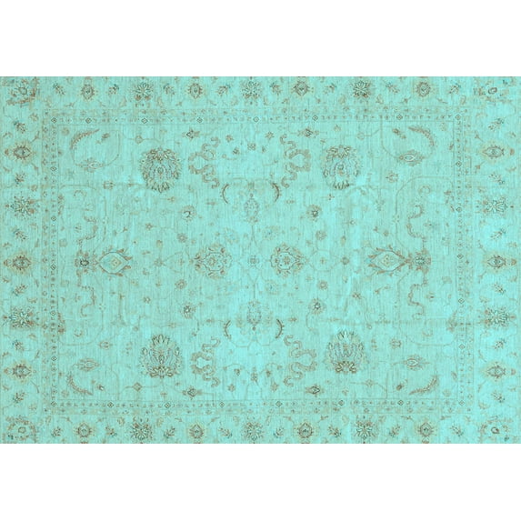 Ahgly Company Indoor Rectangle Oriental Light Blue Traditional Area Rugs, 7' x 9'