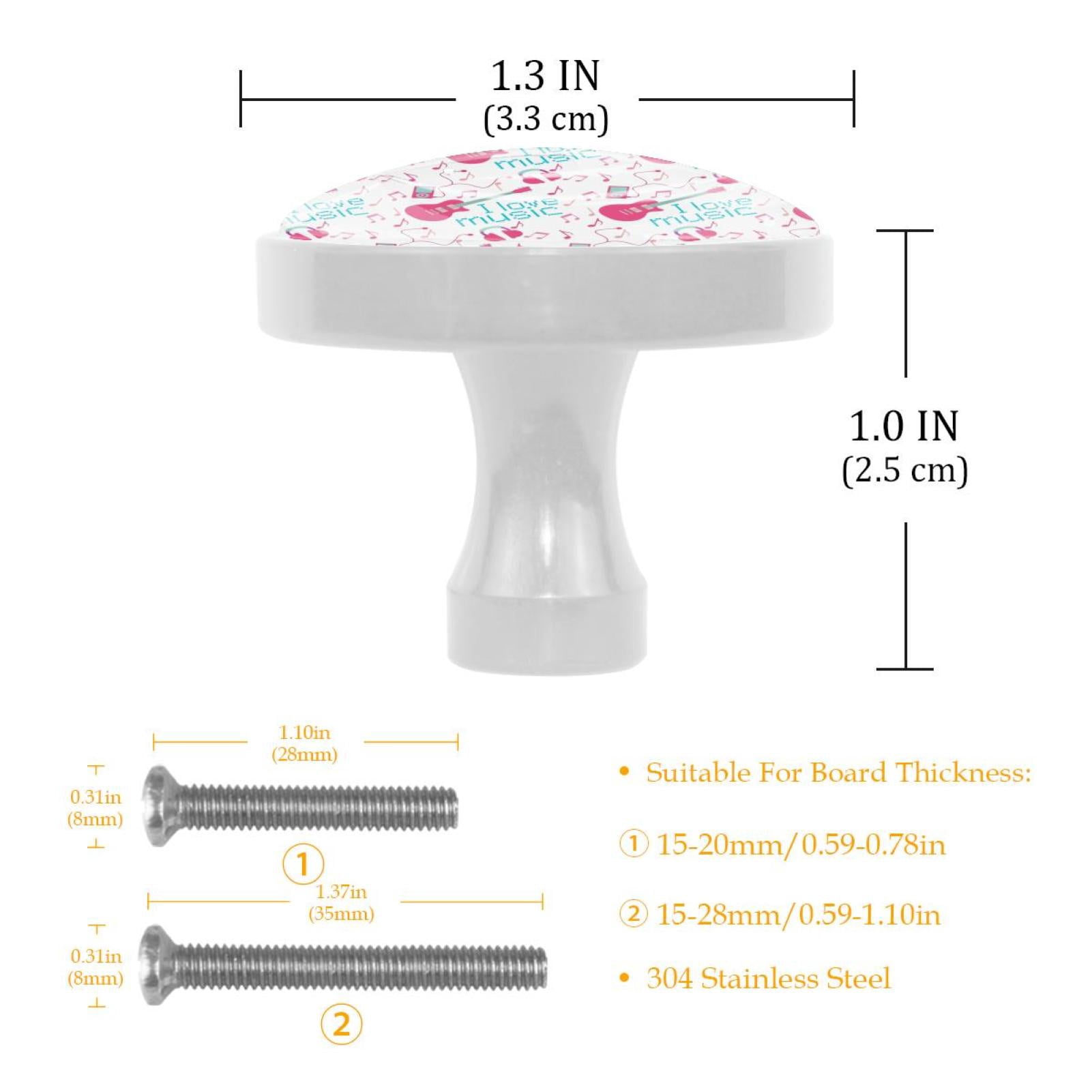 4 Pcs I Love Music Guitar Knobs for Kitchen Cabinet Cupboard Dresser Bookcase Drawer Pulls Handles Round Home Decor