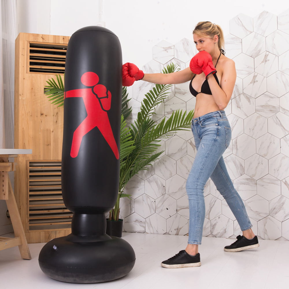 Portable Inflatable Punching Bag Freestanding Kicking Boxing Tumbler Sandbags 