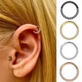thumbnail image 3 of HOOUN 1PC Punk Zircon Nose Ring Septum Ring Nose Piercing Ring Ear Cartilage Earrings-silver-1.2x8mm, 3 of 9