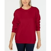 Karen Scott Women's Crewneck Fleece Sweatshirt Red Size Petite Medium