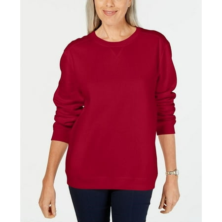 Karen Scott Women's Crewneck Fleece Sweatshirt Red Size Petite Medium