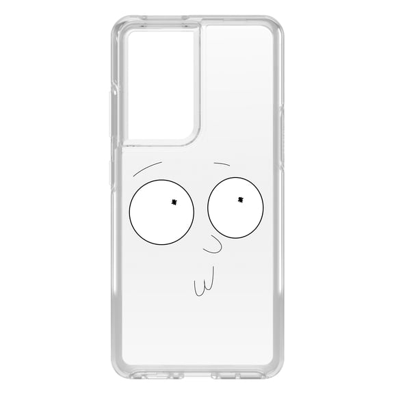 DistinctInk Clear Shockproof Hybrid Case for Galaxy S21 ULTRA 5G (6.8" Screen) - TPU Bumper, Acrylic Back, Tempered Glass Screen Protector - "Awh Jeez" Face