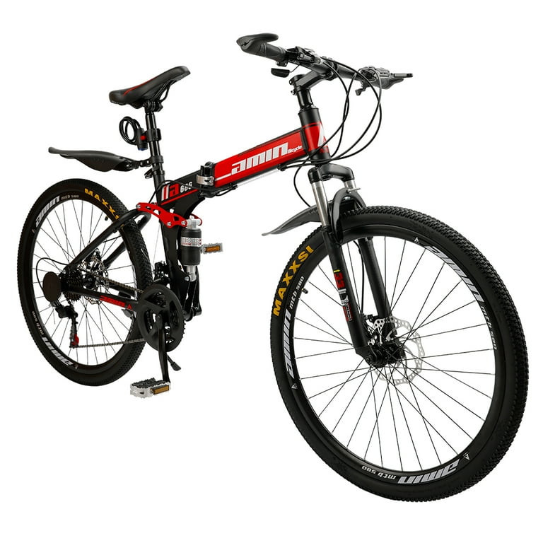 Folding Bike Max4out 26 Inch Folding Mountain Bike, Carbon Steel