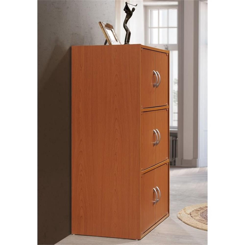 Home Indoor Decorative 3-Shelf, 6-Door Bookcase